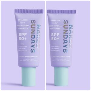 NEW 2x Naked Sundays SPF50+ Collagen Glow Mineral Perfecting Priming Lotion Trav